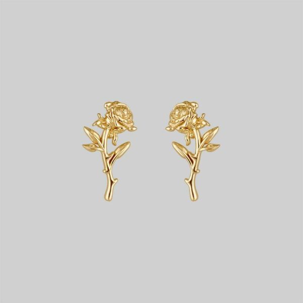 Amor. Rose Stem Stud Earrings Earrings