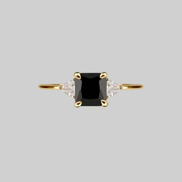 Betrothal. Black Spinel Gold Ring Jewellery