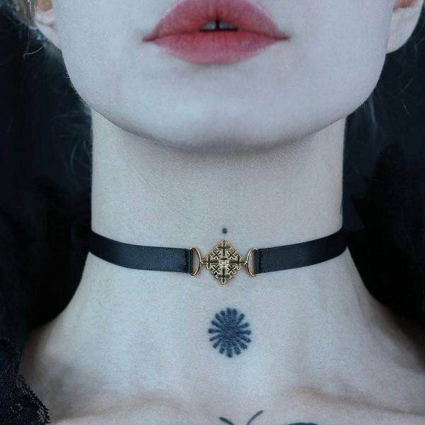 Bodice. Skull & Cross Satin Choker Chokers & Collars