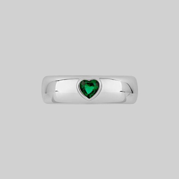 Clair. Green Heart Band Ring Jewellery