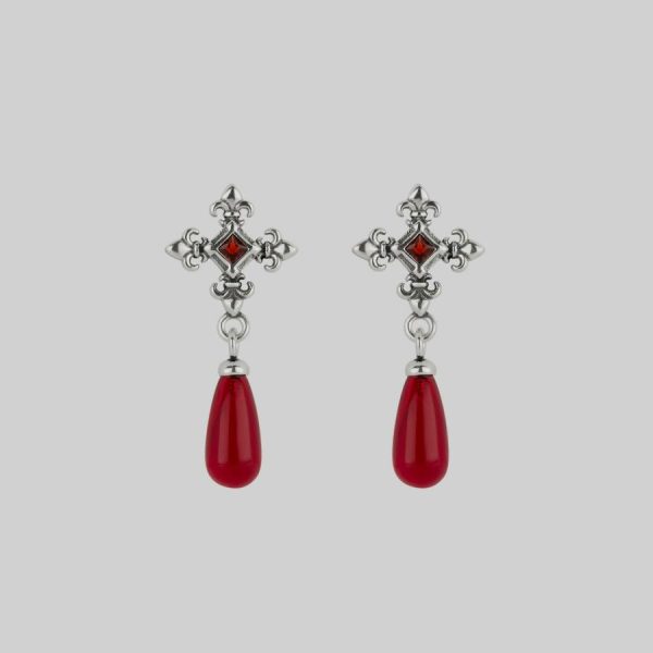 Crimson. Medieval Garnet Stud Earrings Earrings