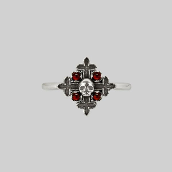 Elvira. Medieval Cross Garnet Ring Gemstone Rings