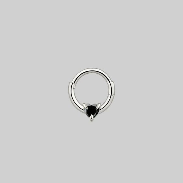 Heart & Soul. Black Spinel Septum Clicker Ring Daith