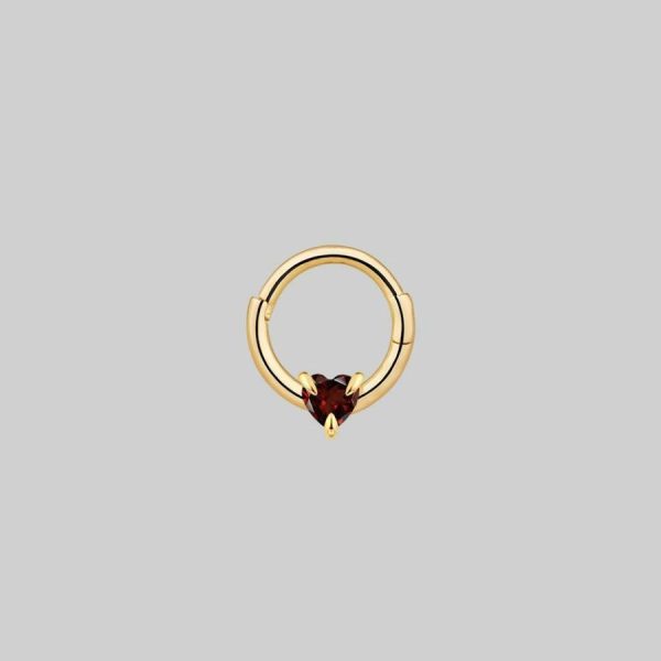 Heart & Soul. Garnet Heart Septum Clicker Ring Accessories & More