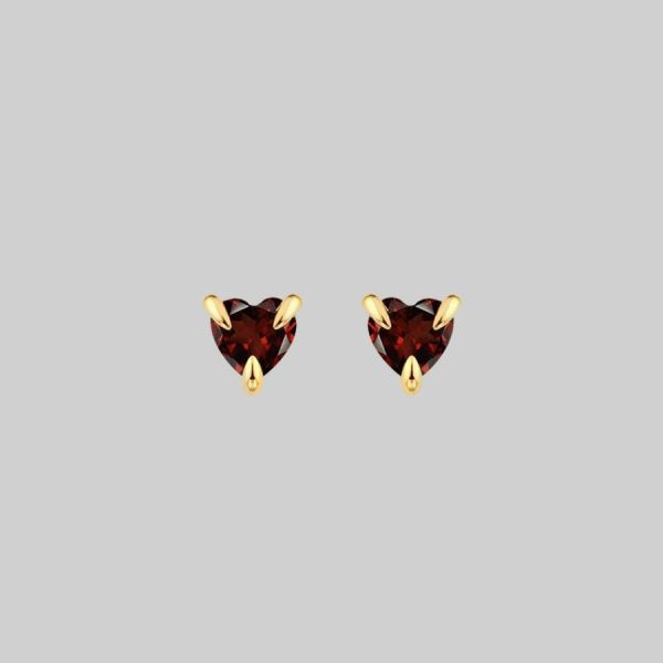 Heart & Soul. Garnet Heart Stud Earrings Earrings