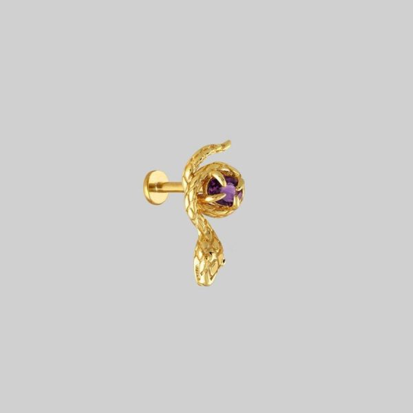 Insidious. Amethyst Coiled Snake Stud Earring Earrings