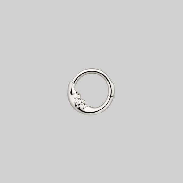 Man In The Moon. Silver Clicker Ring Earrings