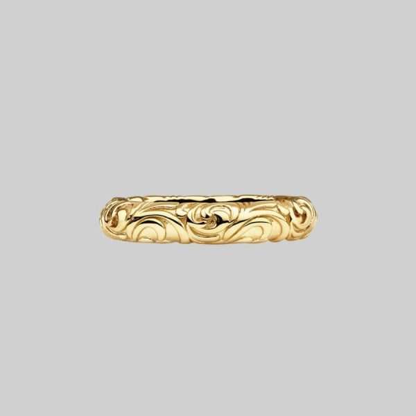 Maud. Scroll Detail Band Ring Gold Rings