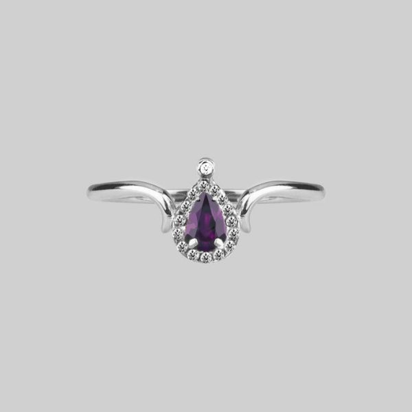 Montague. Amethyst Teardrop Silver Ring Jewellery