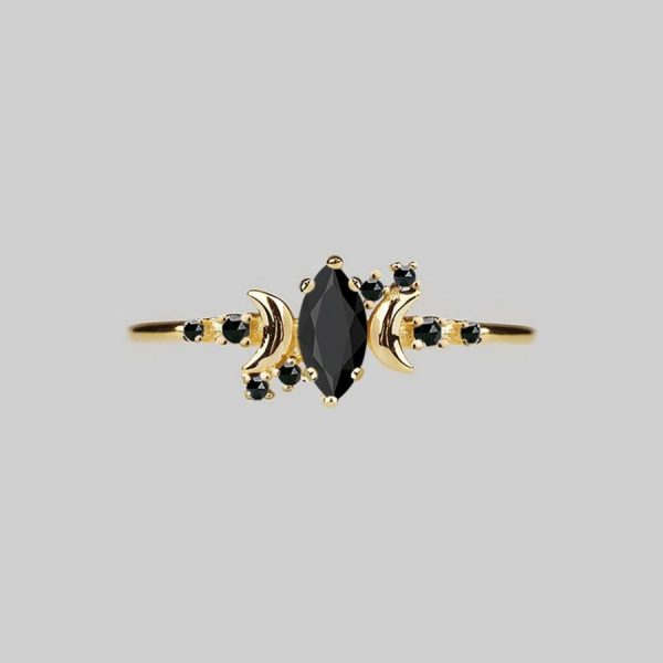 Moondance. Black Spinel Gold Ring Gold Rings