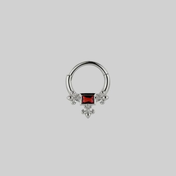 Mutiny. Medieval Garnet Septum Clicker Ring Daith