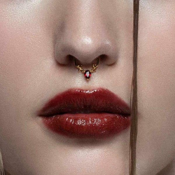 Relish. Garnet Drop Septum Clicker Ring Daith