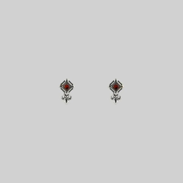 Scorn. Tiny Garnet Stud Earrings Earrings