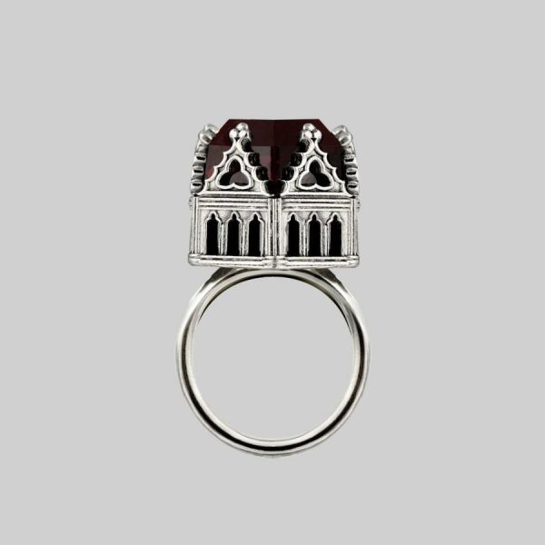 Temple Of Chambers. Garnet Cz Cathedral Ring Gemstone Rings