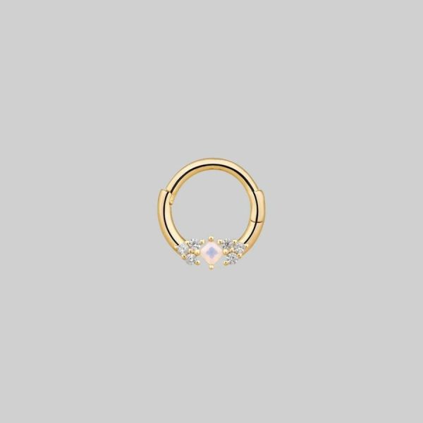 Thief Of Joy. Opal Gold Clicker Ring Daith