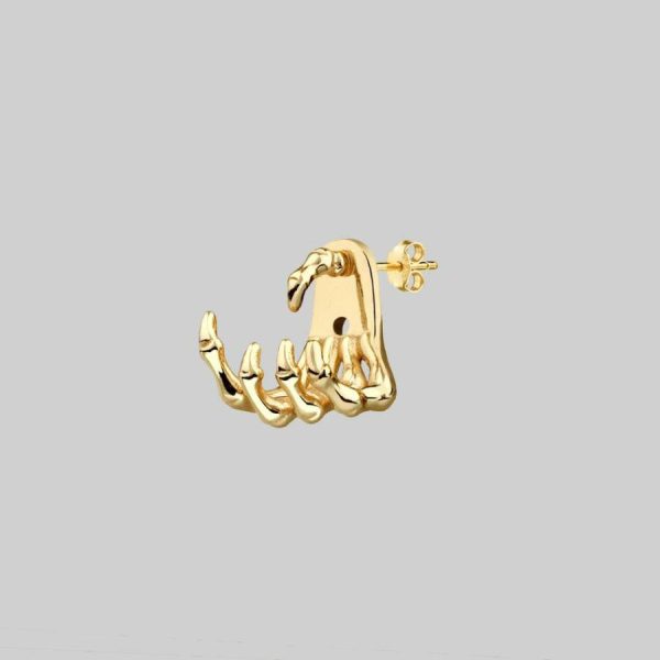 Wraith. Gold Skeleton Hand Single Earring Accessories & More