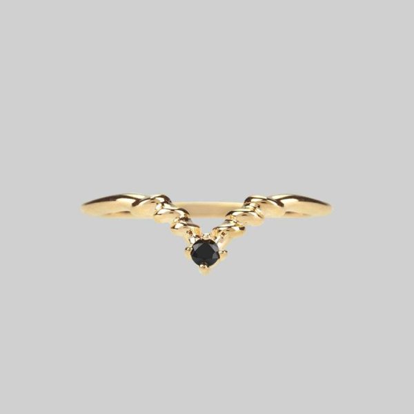 Cupid. Black Spinel Chevron Gold Ring Jewellery