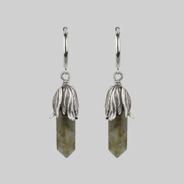 Death Bloom. Labradorite Gemstone Hoop Earrings Earrings