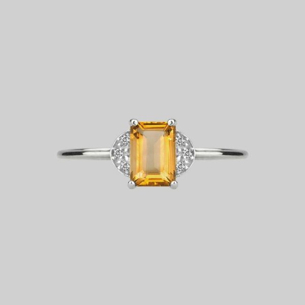 Decor. Citrine Ornamental Silver Ring Jewellery