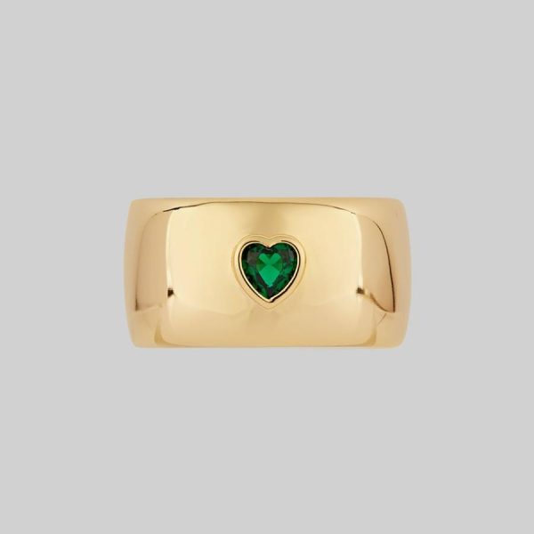 Candice. Green Heart Chunky Band Ring