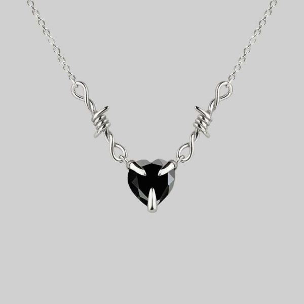 Fatal. Barbed Wire & Black Onyx Heart Necklace Jewellery