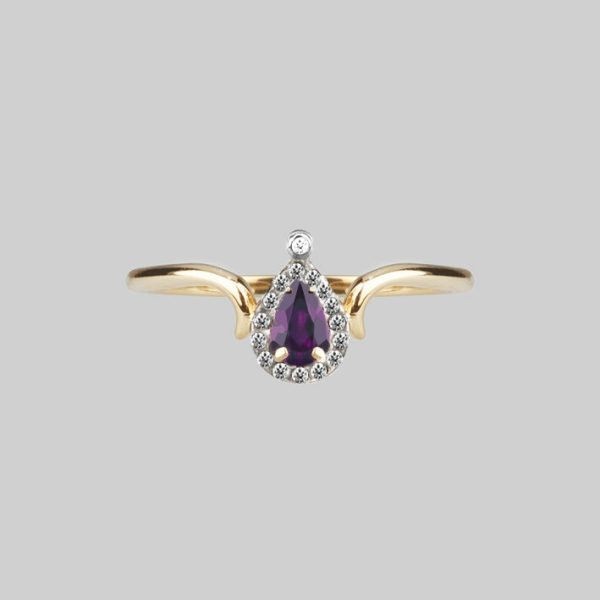 Montague. Amethyst Teardrop Gold Ring Jewellery