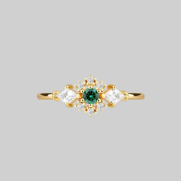 Supernova. Green Quartz Cluster Gold Ring Gold Rings