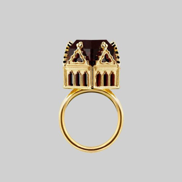 Temple Of Chambers. Garnet Cz Cathedral Ring Jewellery